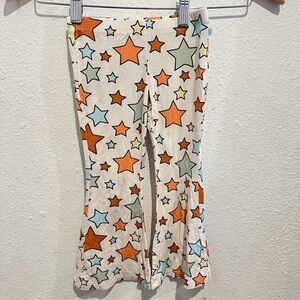 Posh Peanut Starry Kids Leggings - Orange, Blue, Cream
